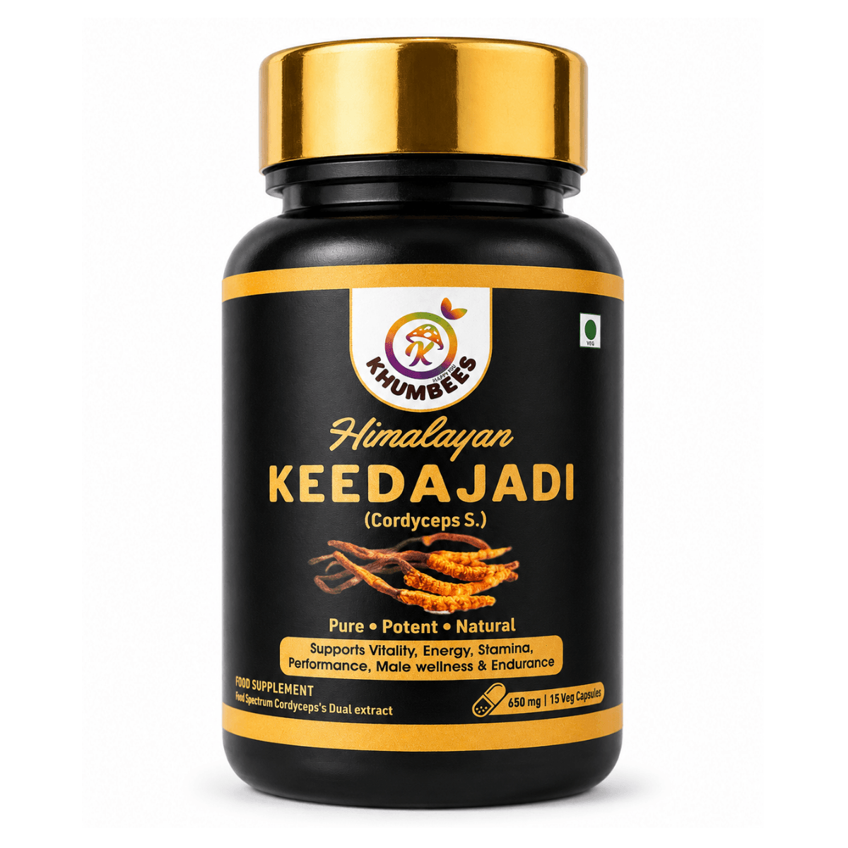 Himalayan Keedajadi (Cordyceps Sinensis) Capsules for Energy, Stamina & Performance
